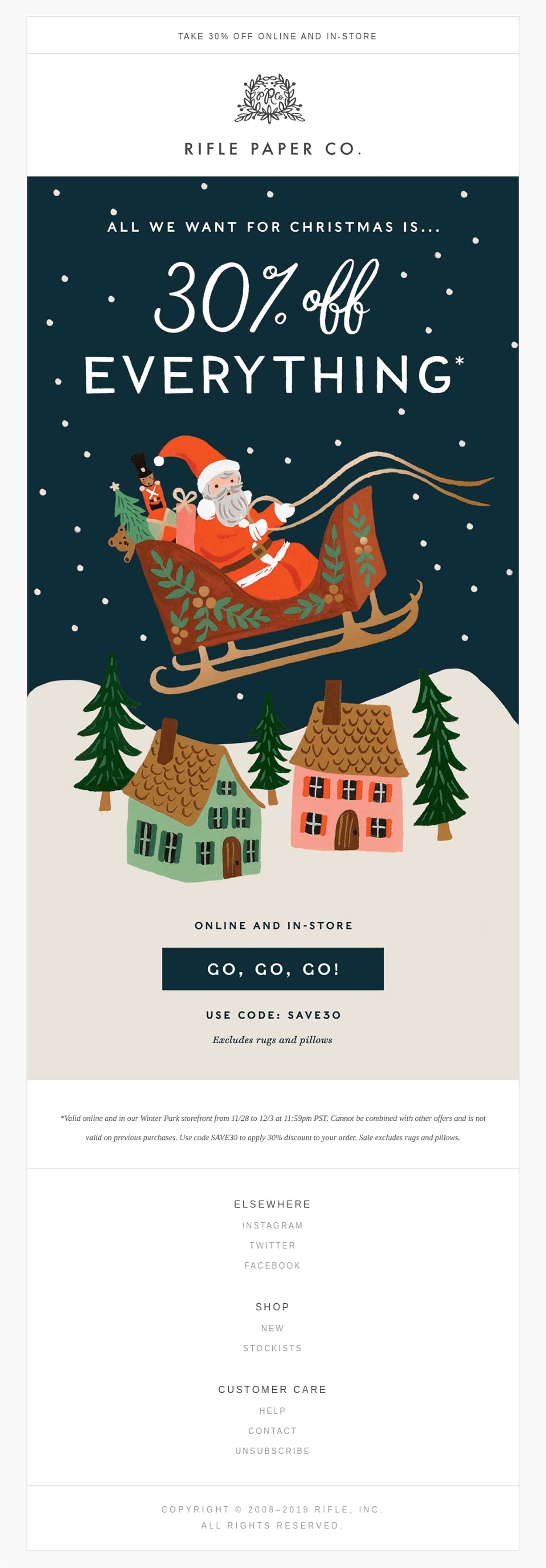 Rifle Paper Co. holiday email with good opening line