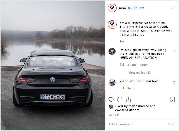 BMW uses real photos of customer cars as part of their user-generated content strategy