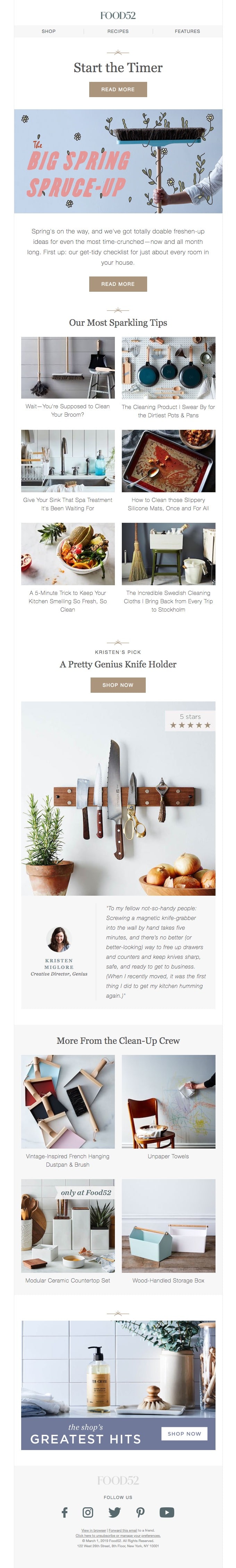 Food52 Spring Cleaning email
