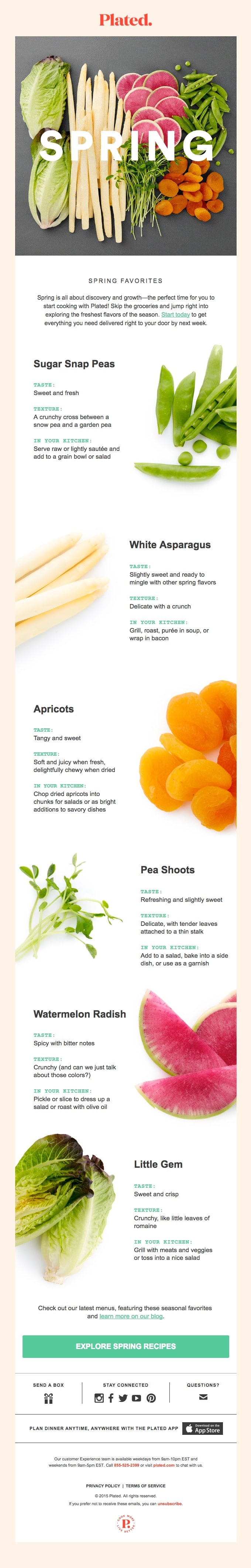 Spring produce email by Plated