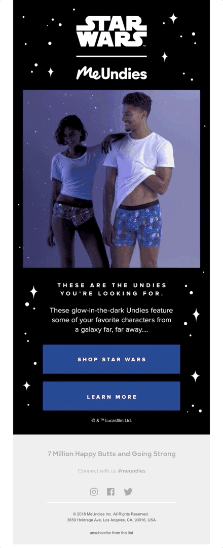 MeUndies email promotes Star Wars Day