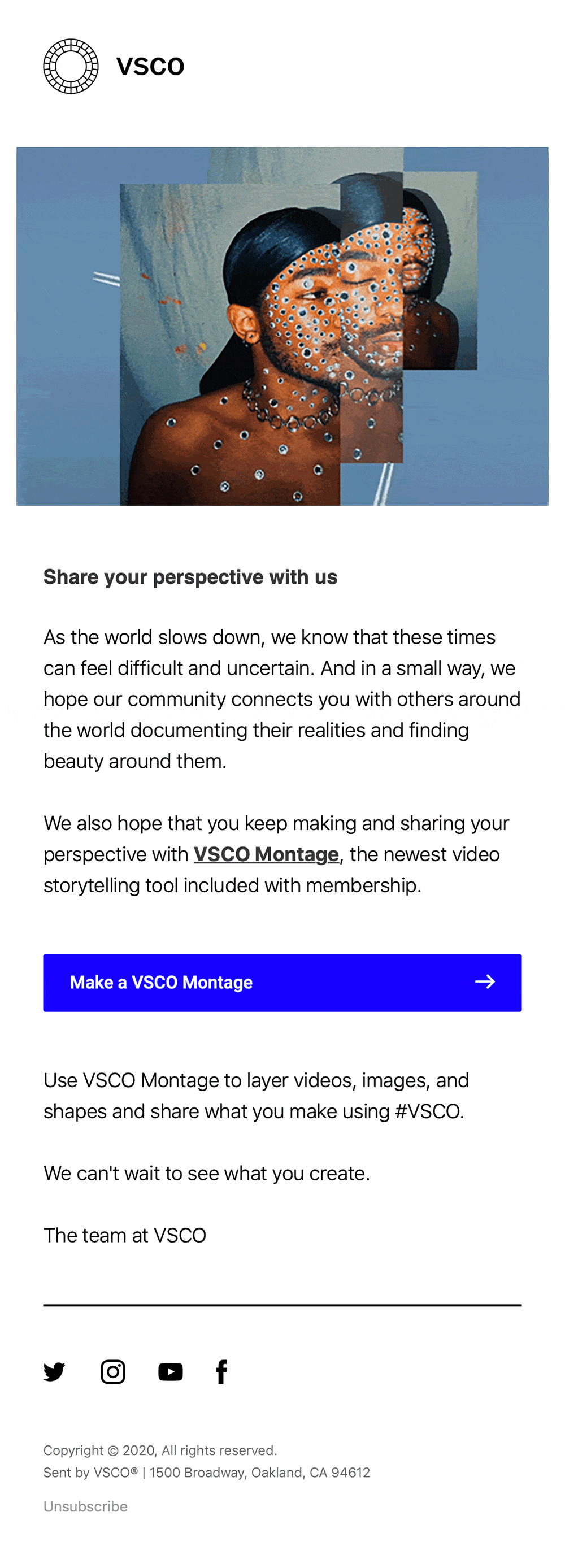 newsletter from VSCO announcing their new Montage feature