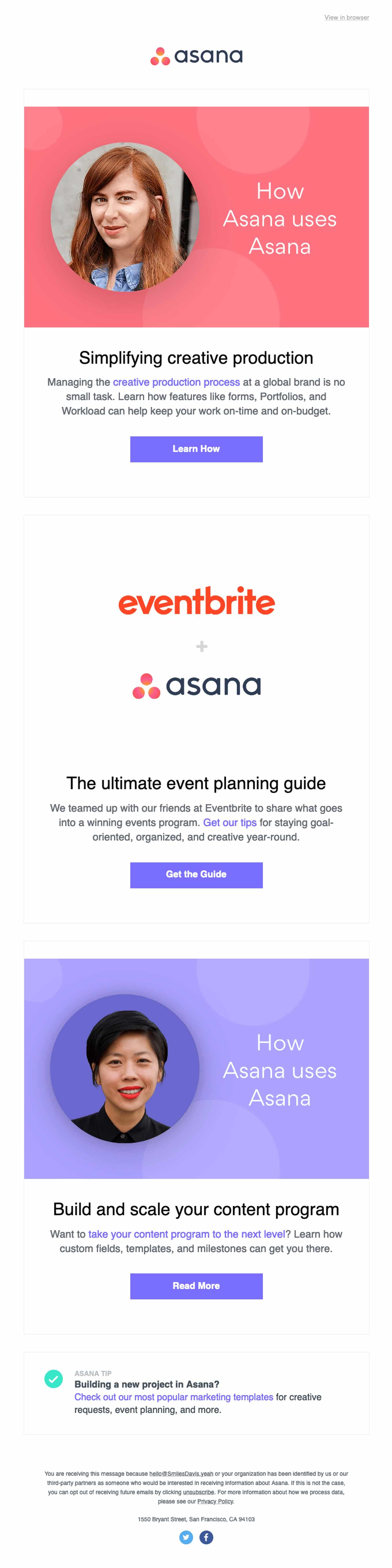 Brand news email example