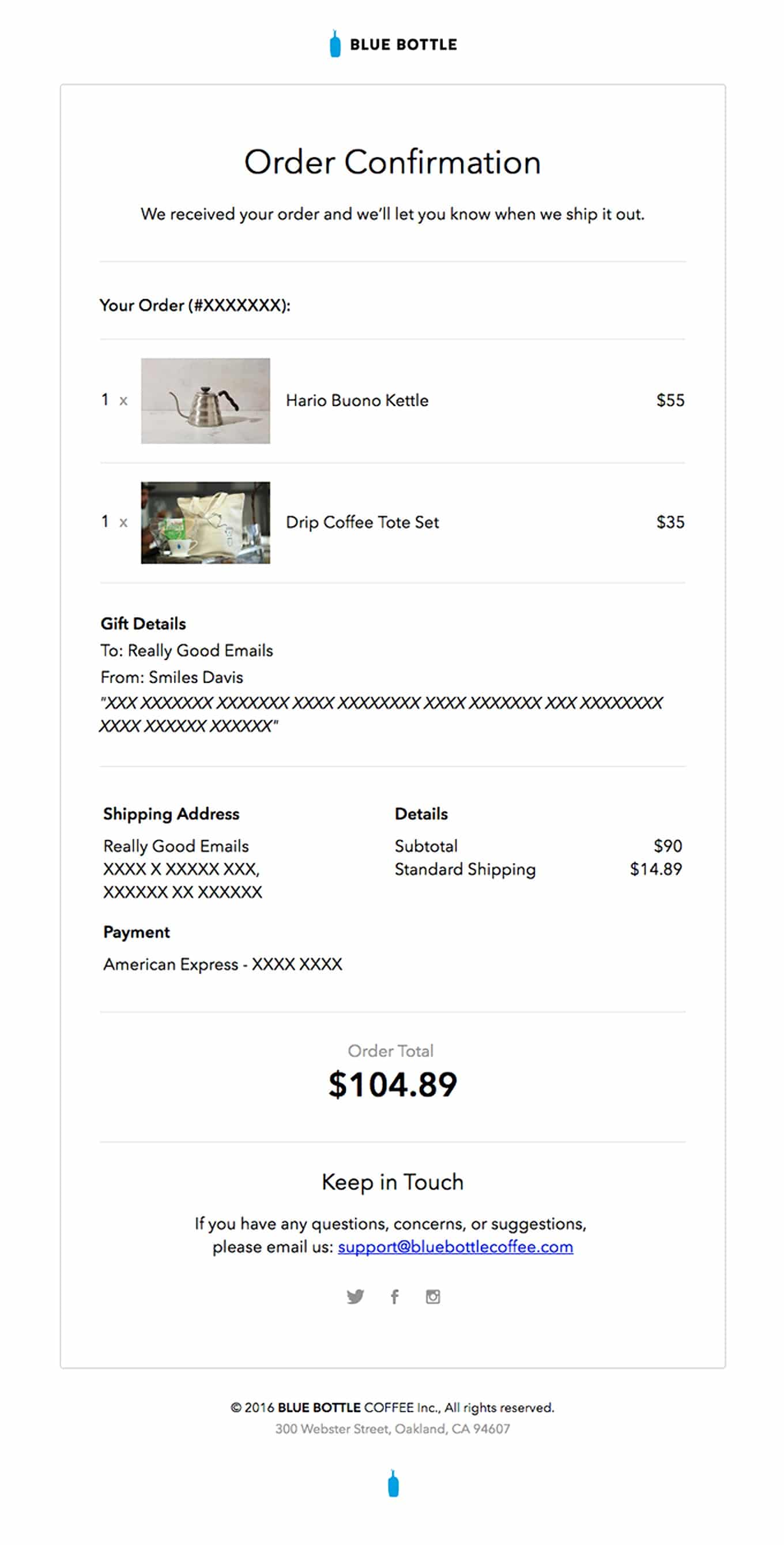 Ecommerce transactional email example 