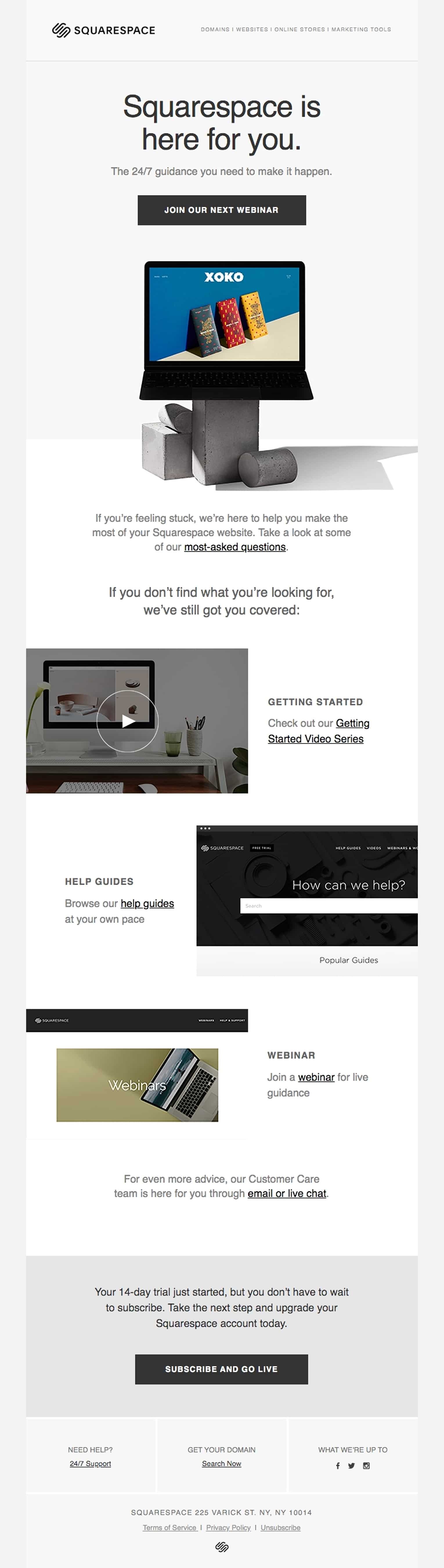 Squarespace webinar introduction email