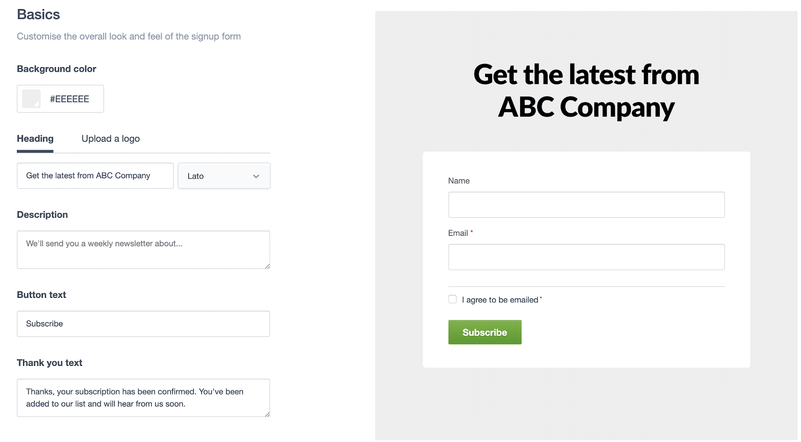 Customize Signup Form Page with Campaign Monitor