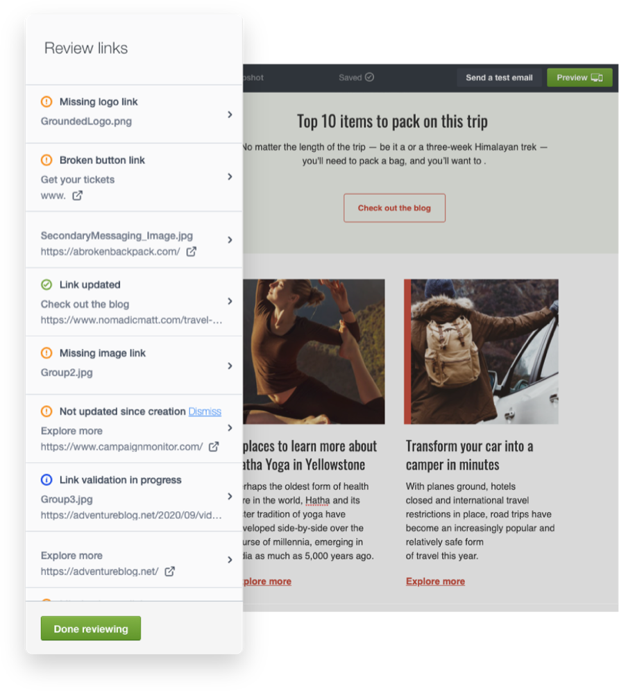 Introducing the new Link Review tool. Email marketing with confidence.