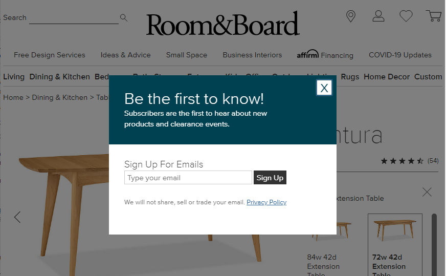signup popup form example