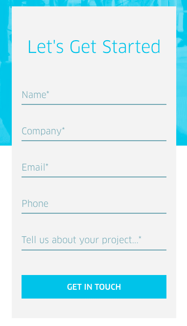 Signup form from Nebo agency