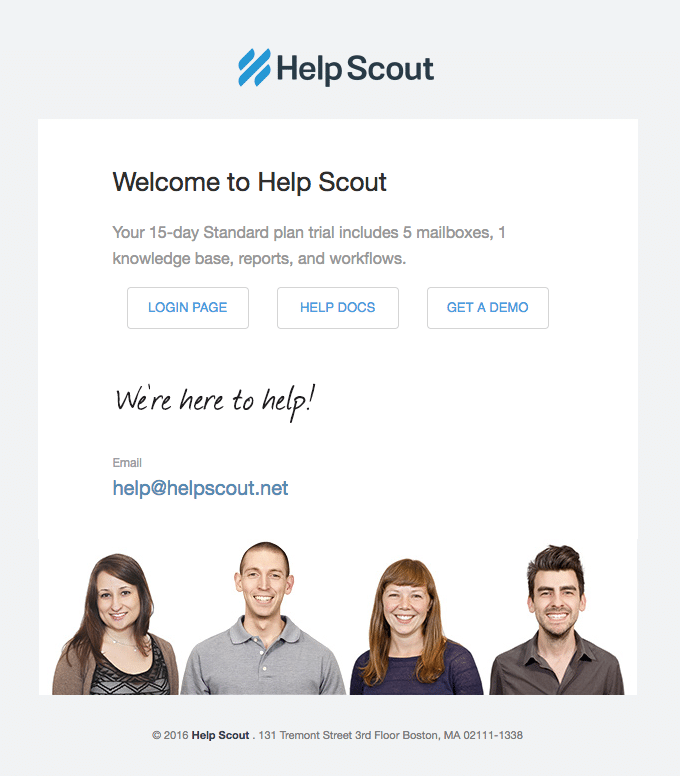 Welcome email from Help Scout