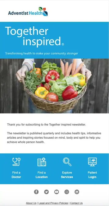 healthcare email examples, adventist health