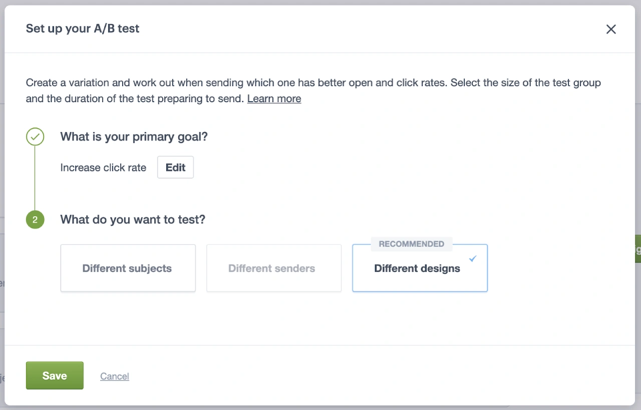 set-up your a/b test
