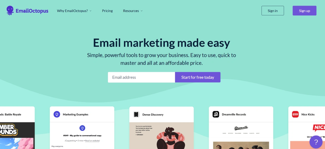 emailoctopus homepage