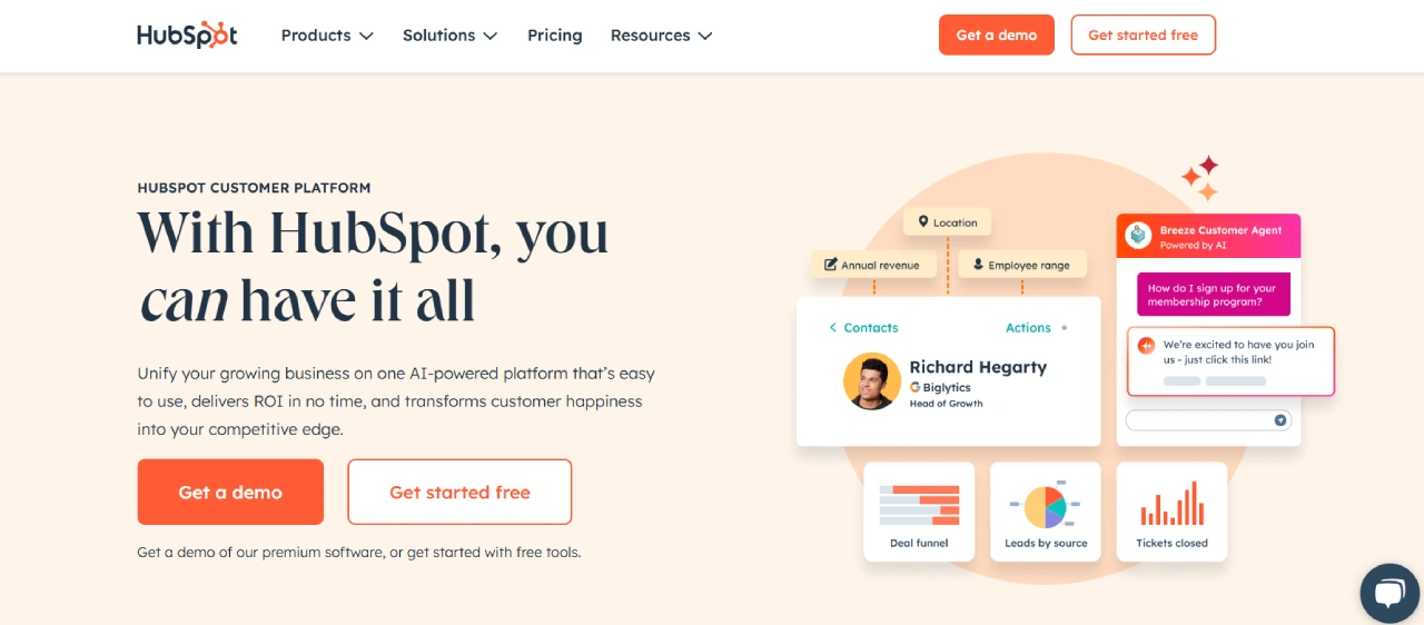 hubspot homepage