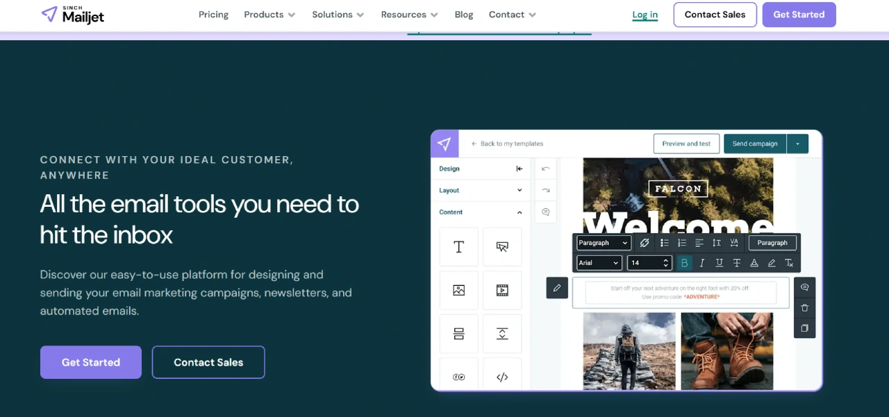 mailjet homepage