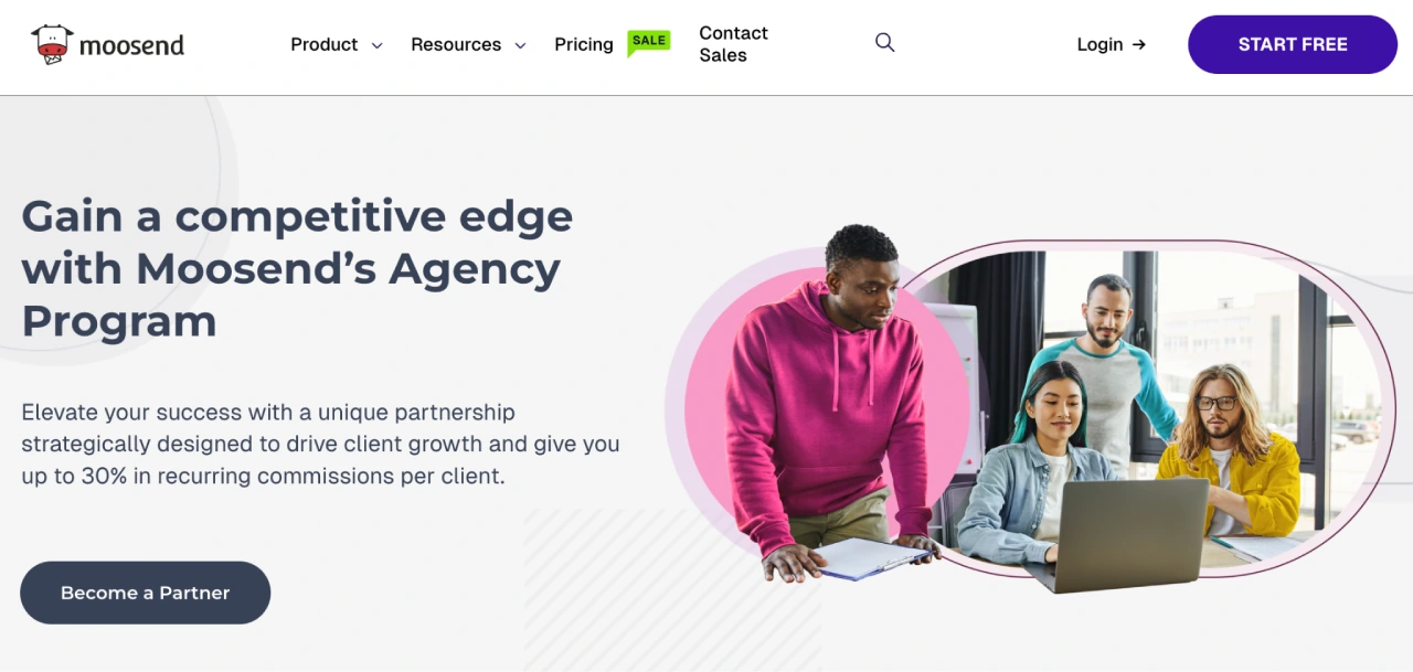 moosend homepage updated